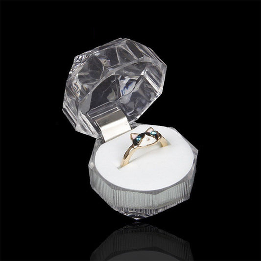 White Insert Transparent Acrylic Ring Box