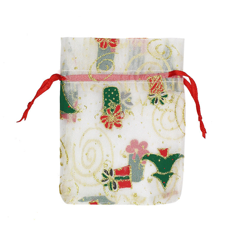 10x15 13x18CM Christmas Drawstring Organza Bag Jewelry Chocolate Party Gift Packaging Bag