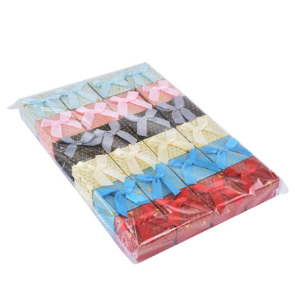 B1522-X1 Fashion Cardboard 6 Color Ring Jewelry Box With Bow Tie, Price For 24Pcs.