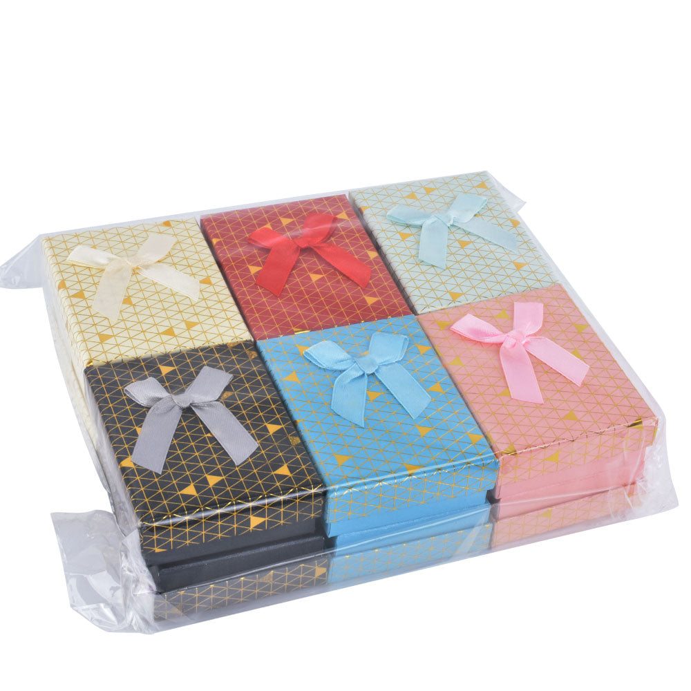 B1534-X1 Fashion Cardboard 6 Color Pendant Jewelry Box With Bow Tie, Price For 12 Pcs.