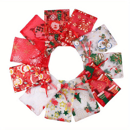 10x15 13x18CM Christmas Drawstring Organza Bag Jewelry Chocolate Party Gift Packaging Bag