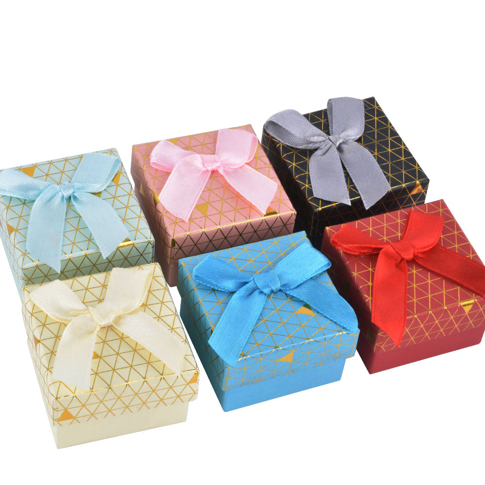 B1522-X1 Fashion Cardboard 6 Color Ring Jewelry Box With Bow Tie, Price For 24Pcs.