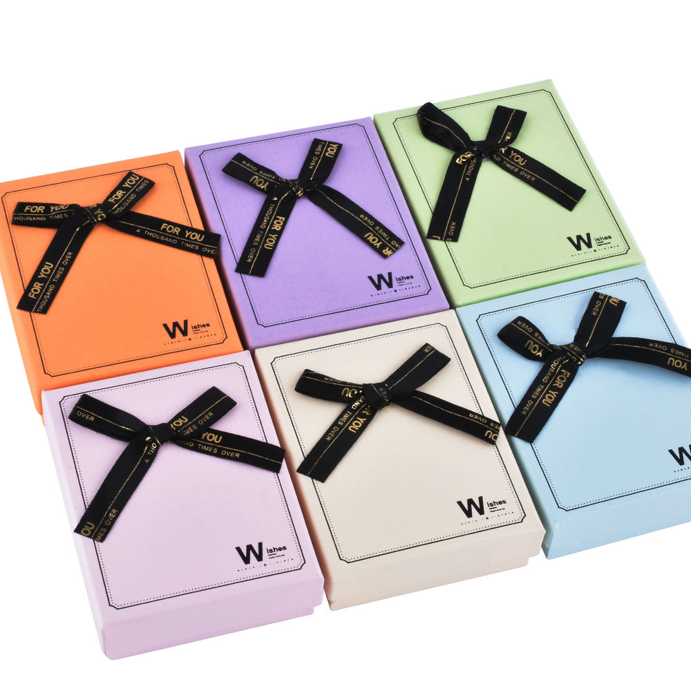 B1534-X7 Fashion 6 Colors Pendant Earring Necklace Boxes with Ribbon, Price for 12 PCS.