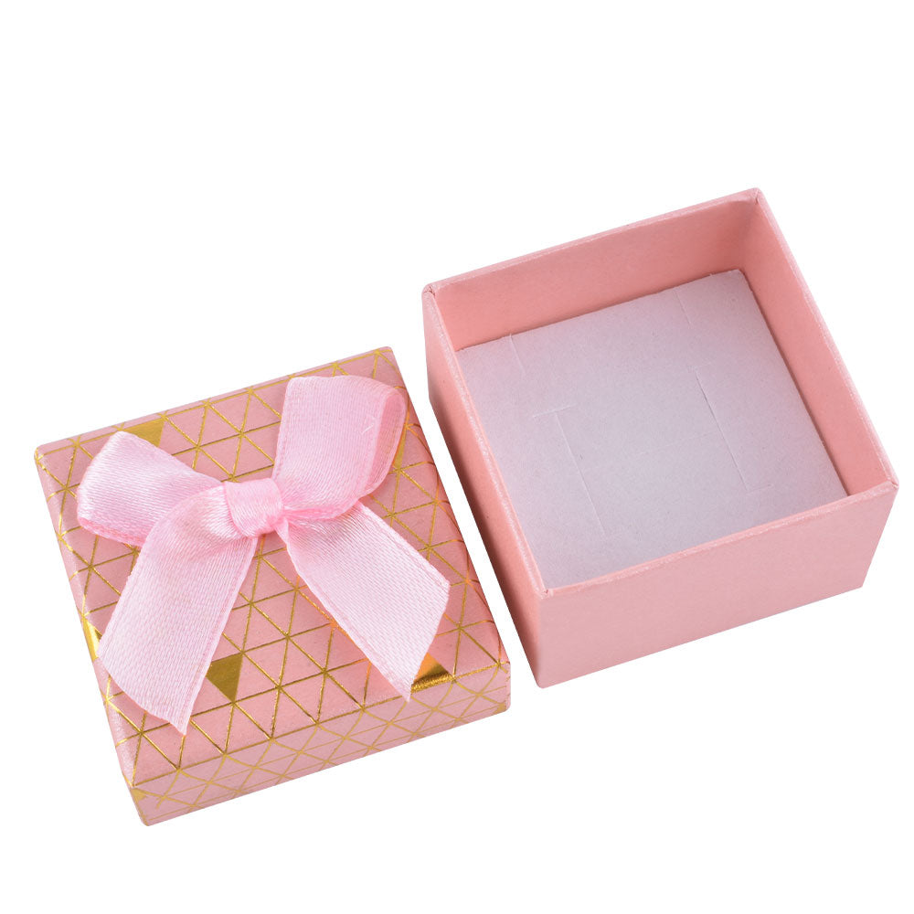 B1522-X1 Fashion Cardboard 6 Color Ring Jewelry Box With Bow Tie, Price For 24Pcs.