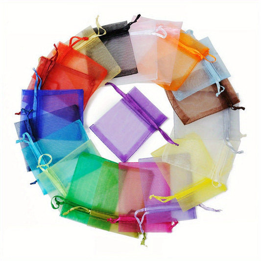 7x9 9x12 10x12CM Mixed Color Organza Bags Pull-Out Wedding Party Decoration Gift Bags，Display Packaging Jewelry Bags，Price for 100 pieces