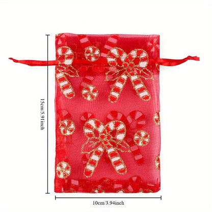 10x15 13x18CM Christmas Drawstring Organza Bag Jewelry Chocolate Party Gift Packaging Bag