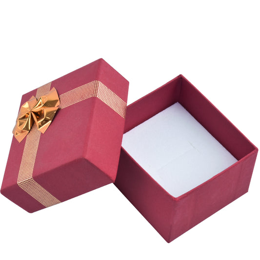 Caja para anillos roja con lazo plateado brillante