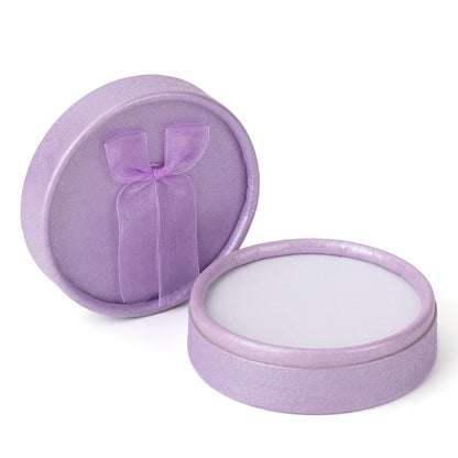 Cajas de joyería de moda redondas de color morado, precio por 12 piezas