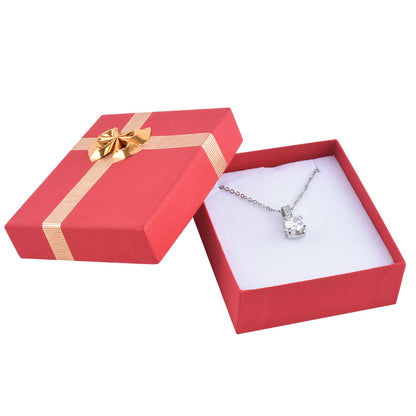 Red Pendant Earring Boxes with Shiny Silver Bow Tie