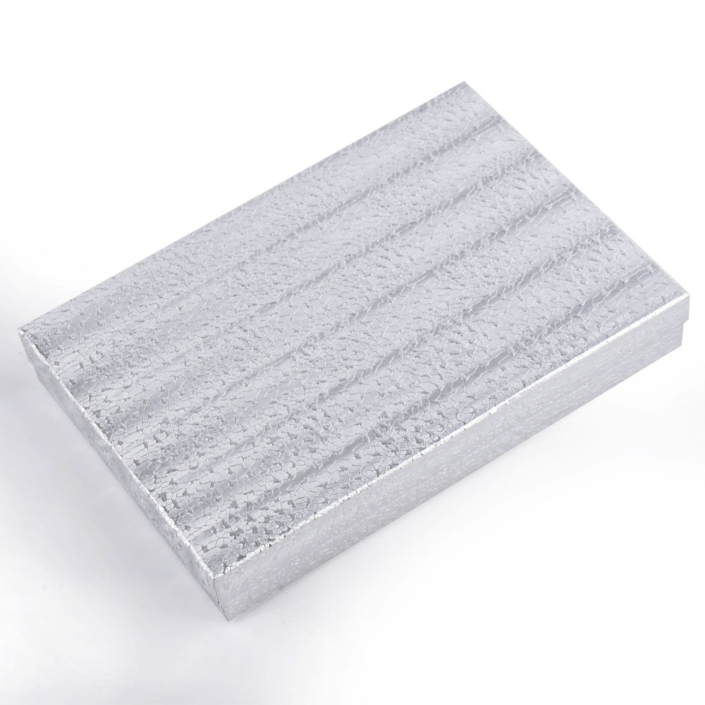 BX2885S Silver Cotton Filled Boxes, Size：8 1/8*5 5/8*1 3/8 inch, Price For 100PCS