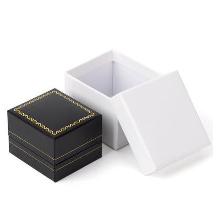 Black Leatherette Ring Box With Gold Trim, Price for 24PCS