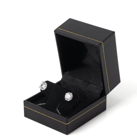 Caja negra para pendientes para propuesta de matrimonio con borde dorado, precio por 24 piezas