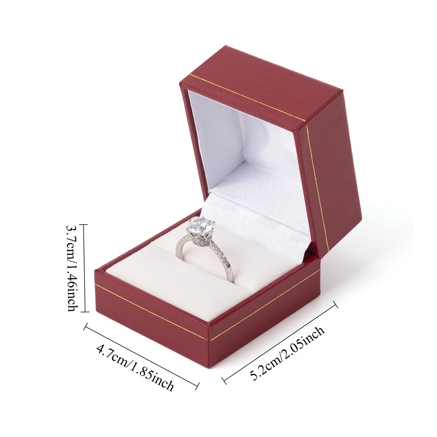 Caja de anillo roja con borde dorado para propuesta de matrimonio o compromiso, precio por 24 piezas