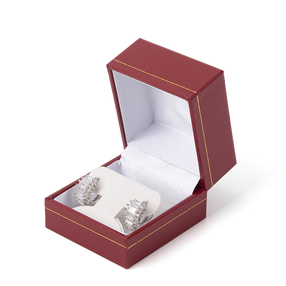 Caja roja para pendientes para propuesta de matrimonio con borde dorado, precio por 24 piezas