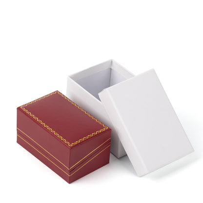 Caja roja para anillos dobles con borde dorado, precio por 12 piezas