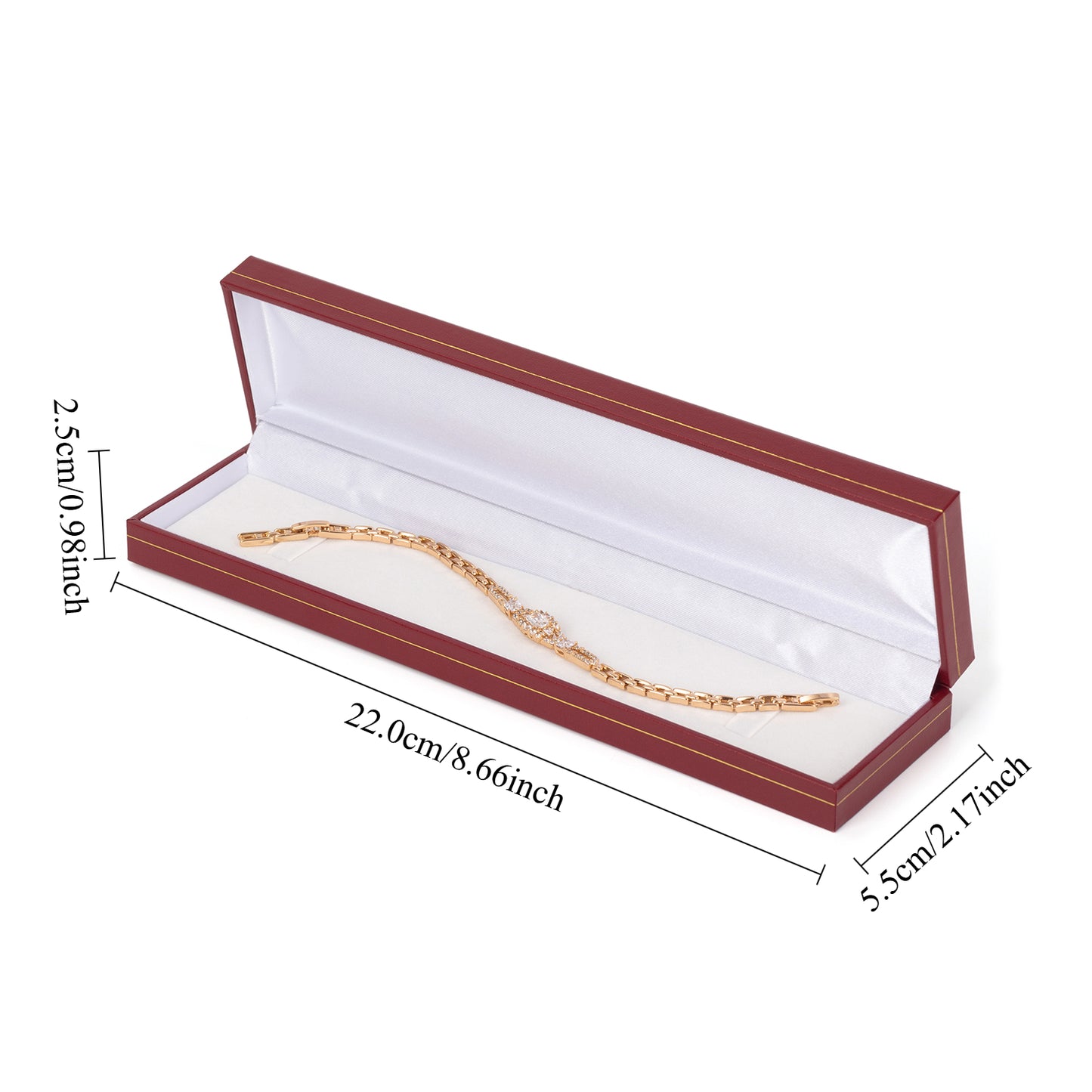 Red Bracelet Box With Gold Trim, Price For 12PCS