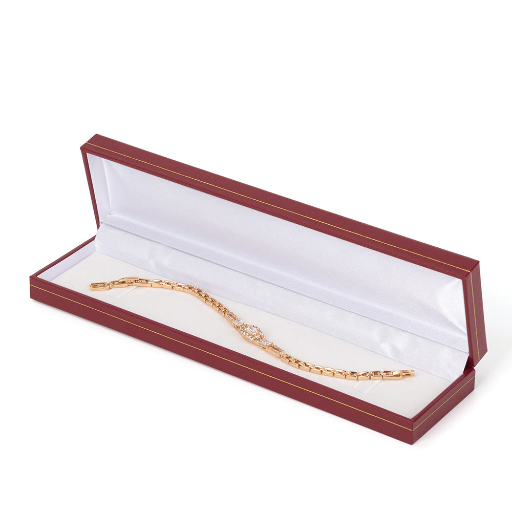 Caja de pulsera roja con borde dorado, precio por 12 piezas