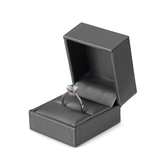 Cajas para anillos recubiertas de PU gris, precio por 24 piezas