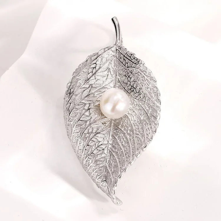 Custom jewelry 925 sterling silver diamond fashion leaf pearl pendant for necklace