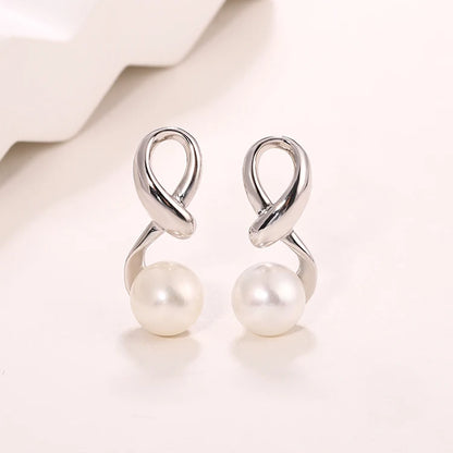 2024 Hot style 925 sterling silver dangle earrings freshwater pearl rhodium plated fine jewelry for women