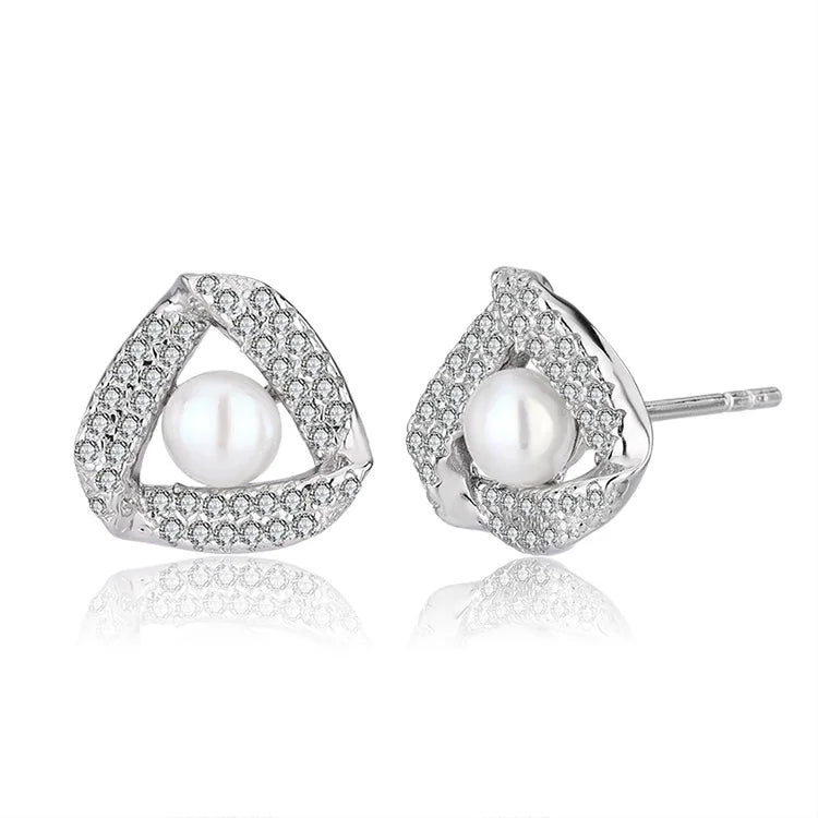 Wholesale bulk statement fine fashion jewelry 925 sterling silver freshwater natural pearl luxury women irregular studs earrings