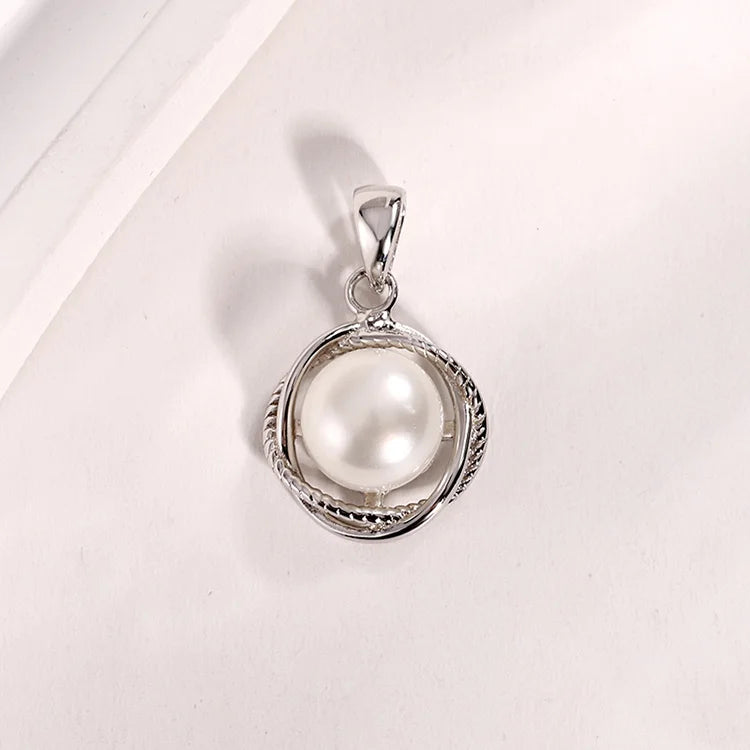 Custom fine modern fashion jewelry 925 sterling silver circle freshwater pearl necklace charm pendant for women