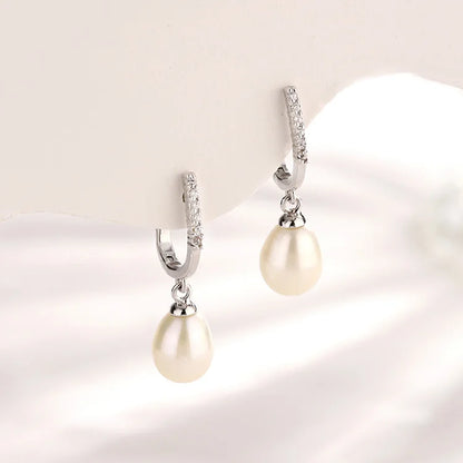 Wholesale fashion zircon moissanite women ladies 925 sterling silver fresh water pearls freshwater pearl dangle drop earrings