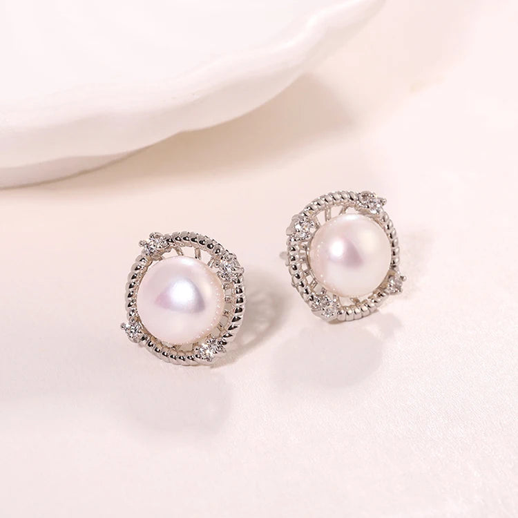 New Trend freshwater pearl 925 silver jewelry wholesale non tarnish cubic zirconia earings stud for women