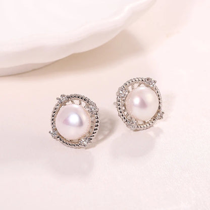 New Trend freshwater pearl 925 silver jewelry wholesale non tarnish cubic zirconia earings stud for women