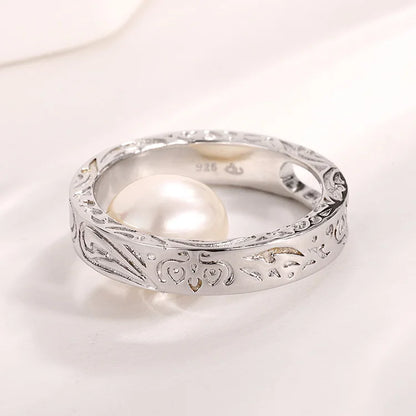 Pearl and diamond zircon-set 925 sterling silver jewelry hollow carved circle charms pendants