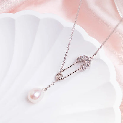 925 sterling silver women teardrop pearl charm drop pendant necklace with pearl pendant