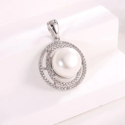 Custom jewelry 925 sterling silver freshwater pearl round circle necklace pendants and charms