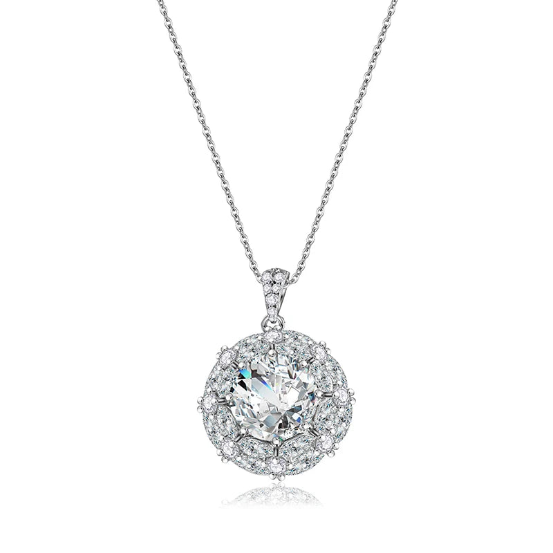 Jeweller Buy 3CT Round Cut Moissanite Pendant with Big Diamond 925 Sterling Silver Necklace Link Chain Trendy Style