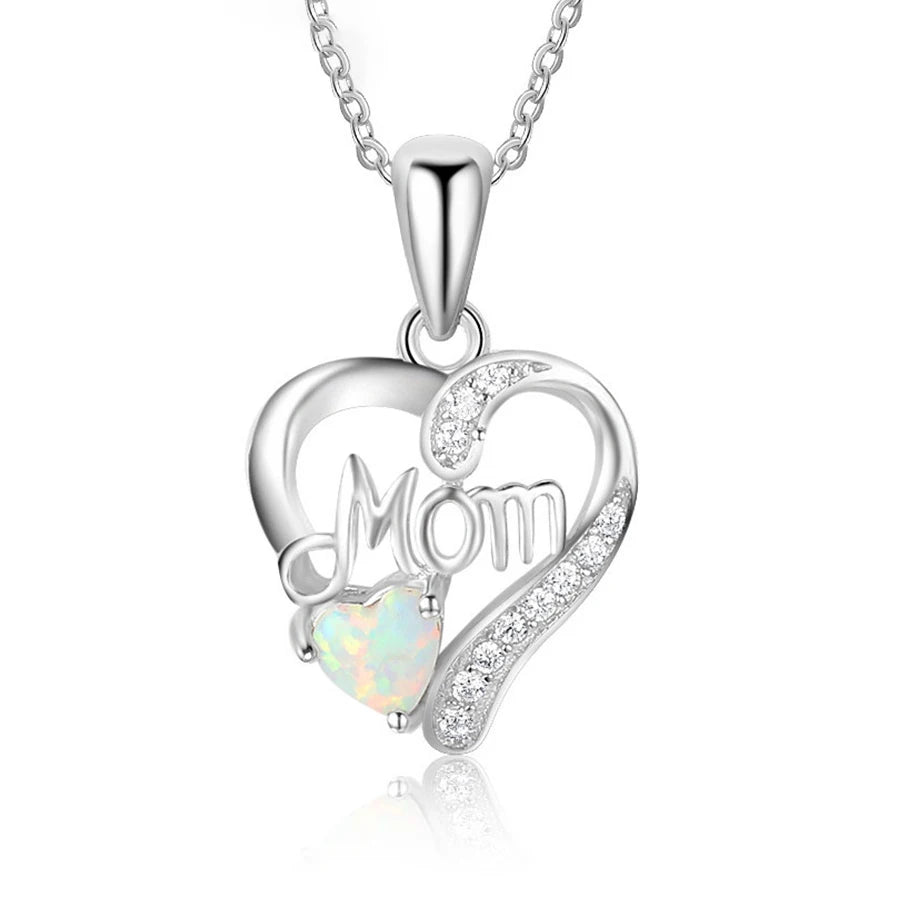 Custom heart pendant designer charms for jewelry making mothers day charms 925 silver opal pendant necklace