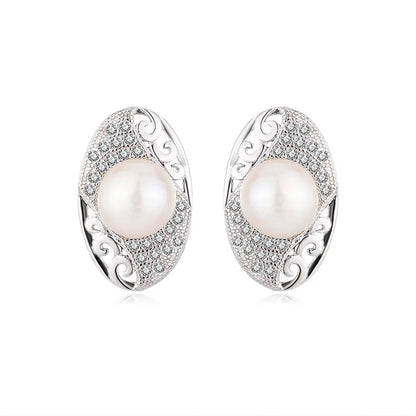 High quality high end 925 sterling silver earrings stud necklace pearl pendant ring set for woman jewelry