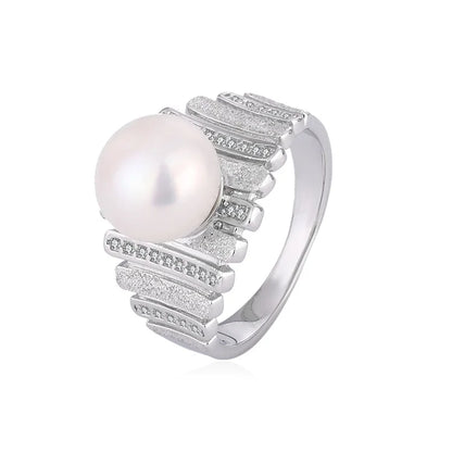 Engagement ladies 925 sterling silver casual freshwater pearl ring for women