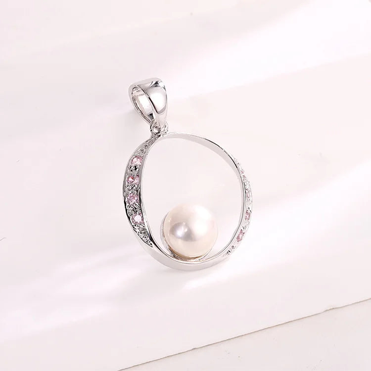 Custom 925 sterling silver moissanite pearl necklace pendant with moissanite