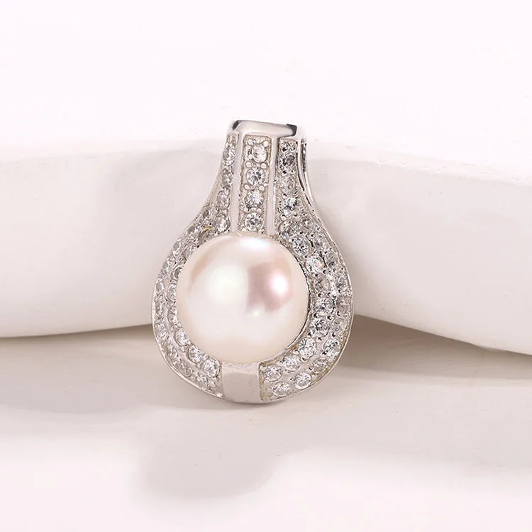 Customizable personalized 925 sterling silver freshwater pearl pendant inlaid with zircon diamond