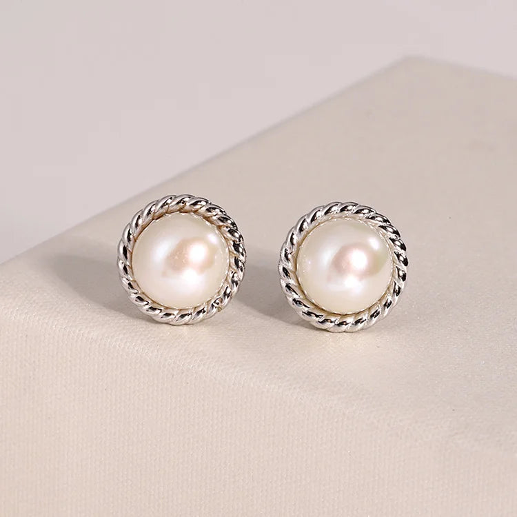 925 sterling silver trending fine fashion luxury women jewelry lightweight pearl stud earrings with pearl stud