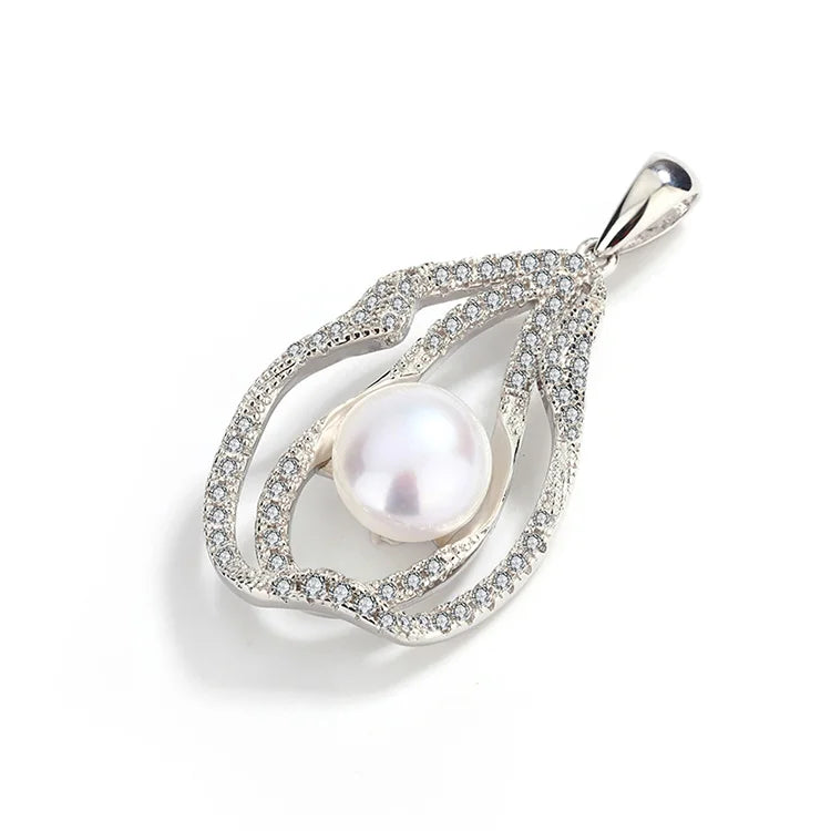 Custom cz 925 sterling silver moissanite diamond pendant with freshwater pearl