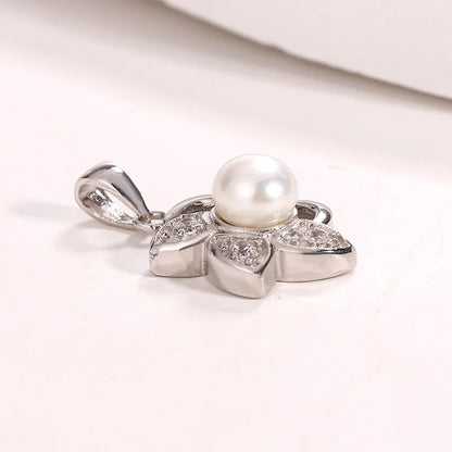 Cultured freshwater pearl hollow 925 sterling silver flower shaped pendant for necklace