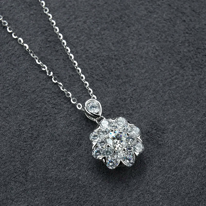 Jeweller Buy 0.5ct Moissanite Diamond Pendant on 925 Sterling Silver Link Chain Snowflake Style