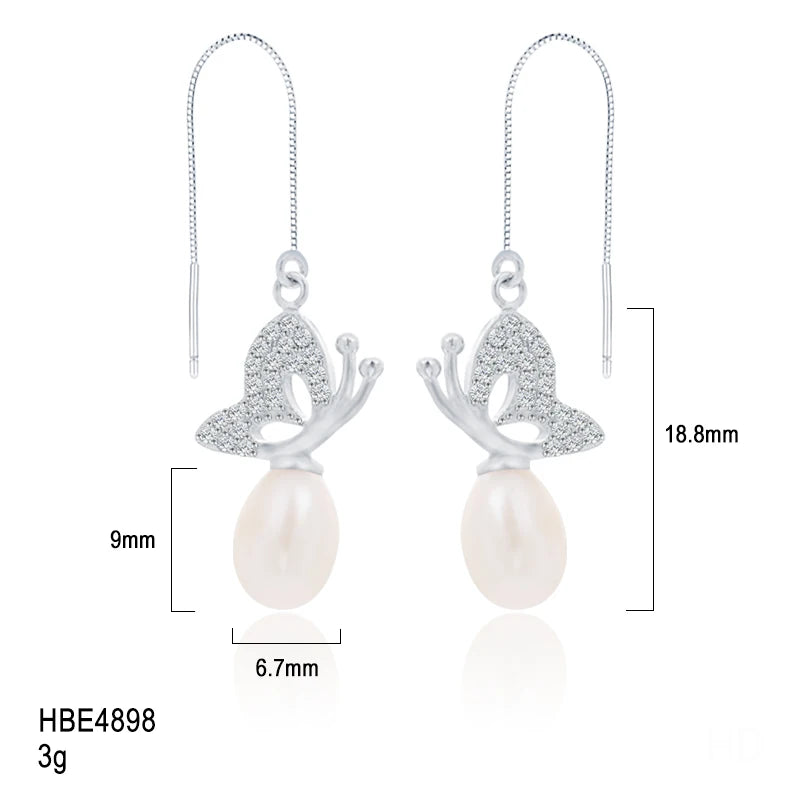 2024 New Trend 925 Sterling Silver High Quality Butterfly Jewelry Natural Freshwater Pearl Accessories