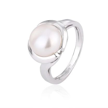 Women fine fingers luxury jewelry 925 sterling silver casual freshwater pearl ring for ladies