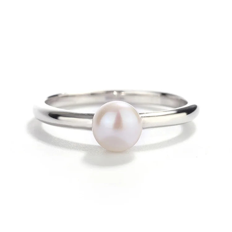 Customizable custom fashion s925 jewelry 925 sterling silver minimalist engagement freshwater pearl ring for women