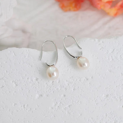 Fashion jewelry wholesale designer inspired ladies 925 sterling silver freshwater pearl hook earrings