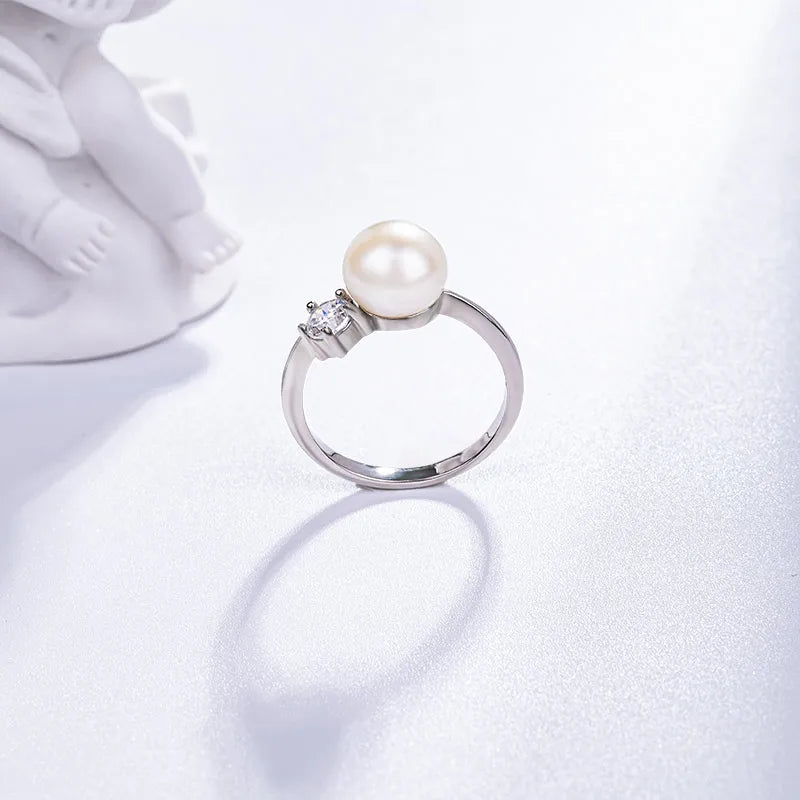 S925 pure silver pearl ring, female niche design, light luxury, high-end feeling, cool style, Instagram trendy fashion