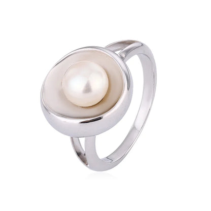 Wholesale fashion 925 sterling silver minimalist simple engagement women freshwater pearl ring for girls