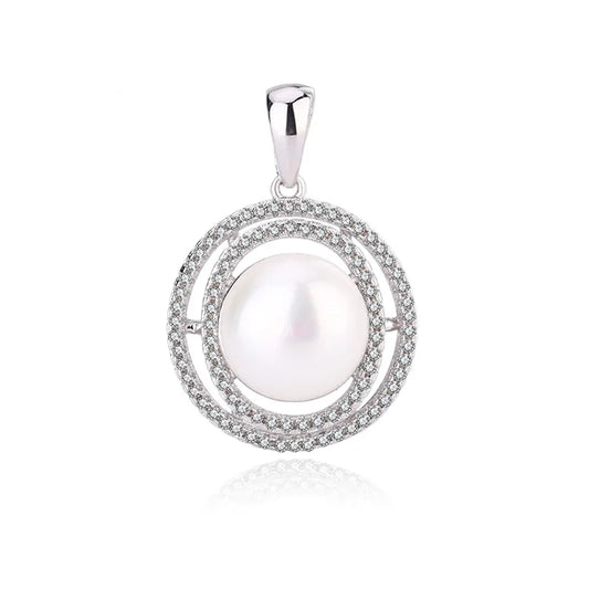 Custom jewelry 925 sterling silver freshwater pearl round circle necklace pendants and charms