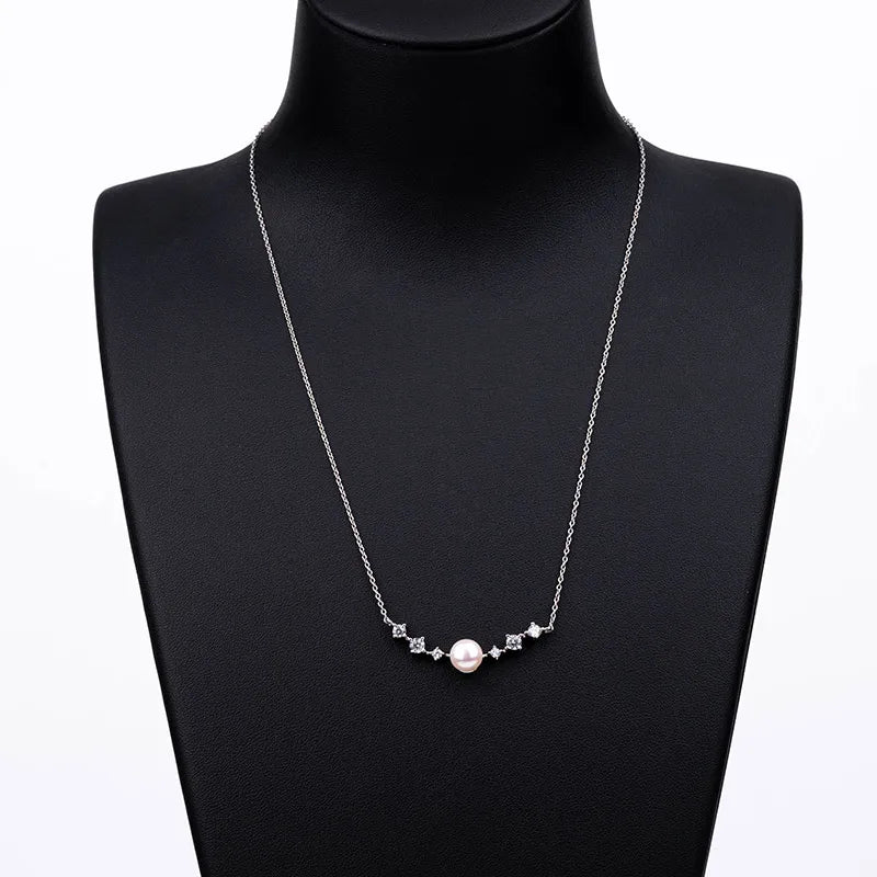 Mossanite diamond jewelry 925 real sterling silver pearl women necklaces for women